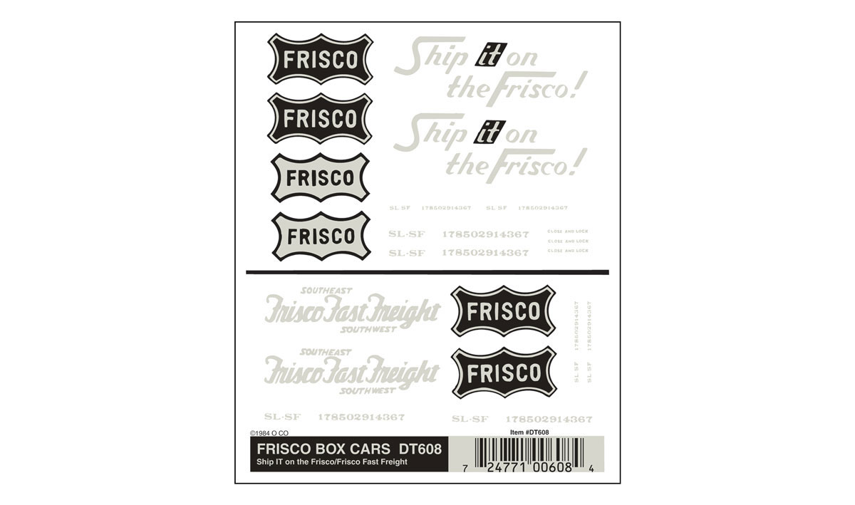 Obtisky "Frisco Box Cars" - Krytý nákladní vůz