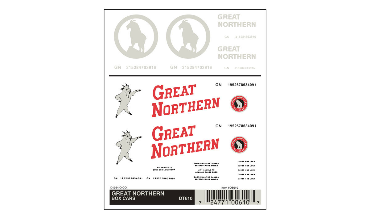Obtisky "Great Northern Box Cars" - Krytý nákladní vůz