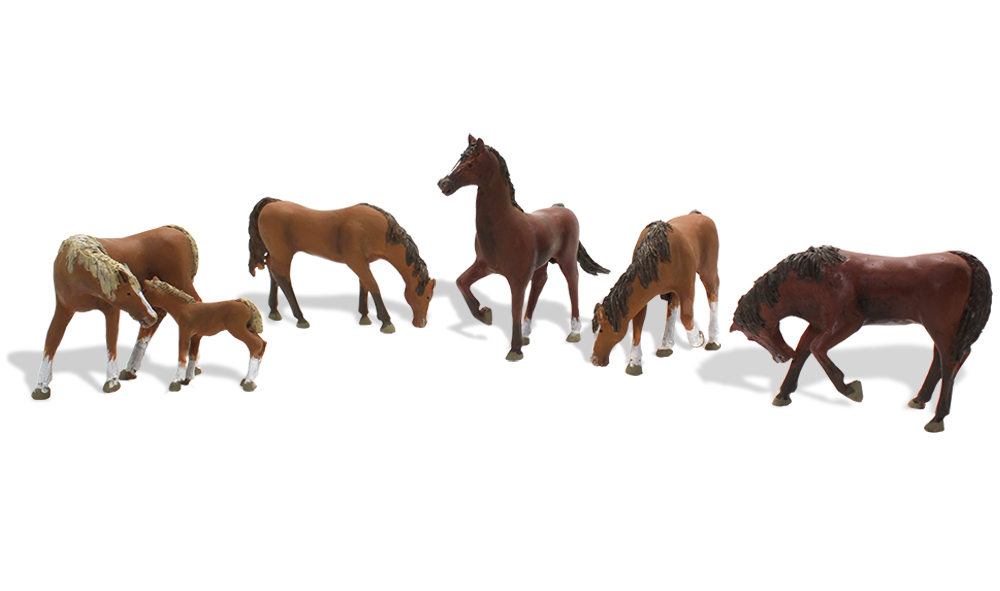 Woodland Scenics - Hnědí koně - HO Scale