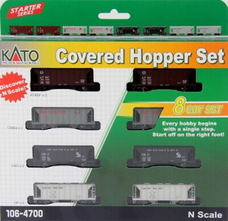 KATO N Covered Hopper- Hangar Set - set 8ks nákladních vozů