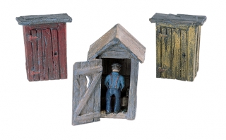 Woodland Scenics 3 Outhouses and Man - HO Scale Kit